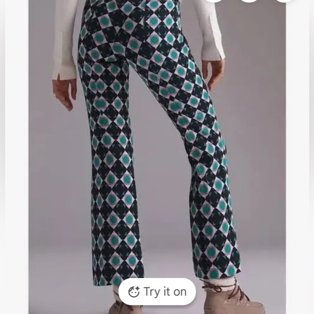 Anthropologie Maeve geometric cropped kick flares - Picture 2 of 7